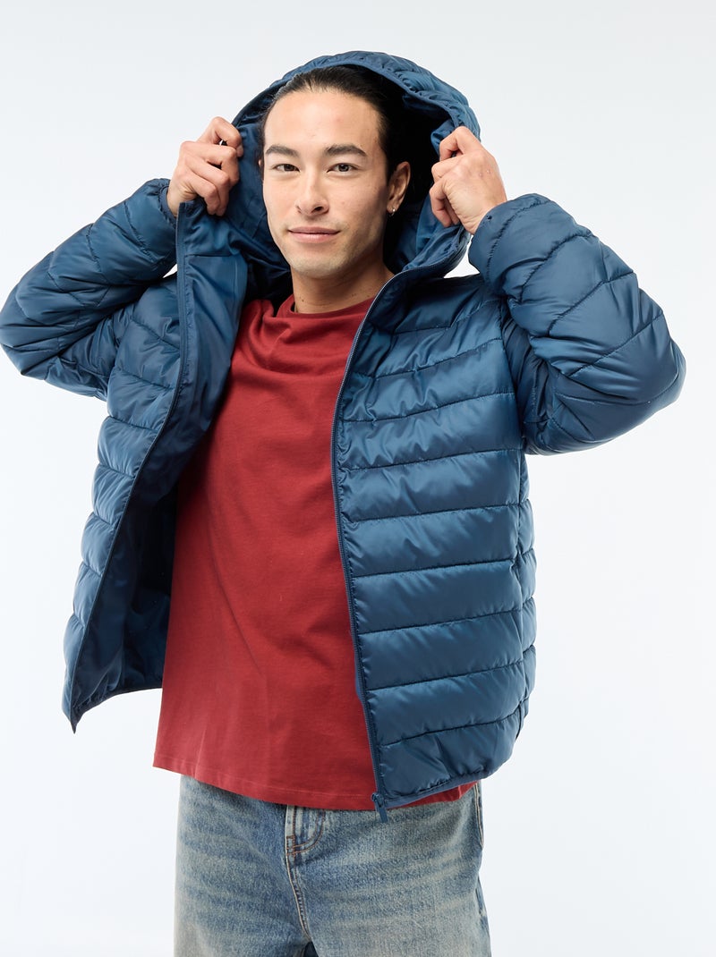 Licht donsjas met capuchon Blauw - Kiabi