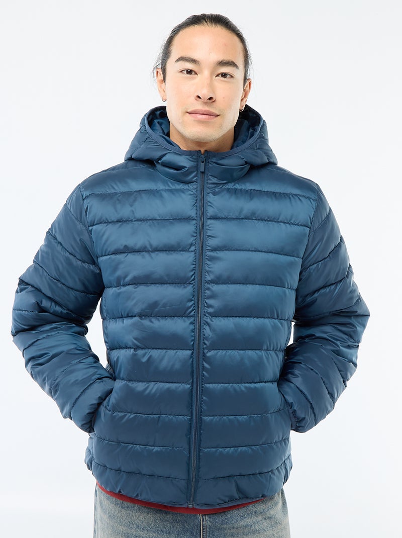 Licht donsjas met capuchon Blauw - Kiabi