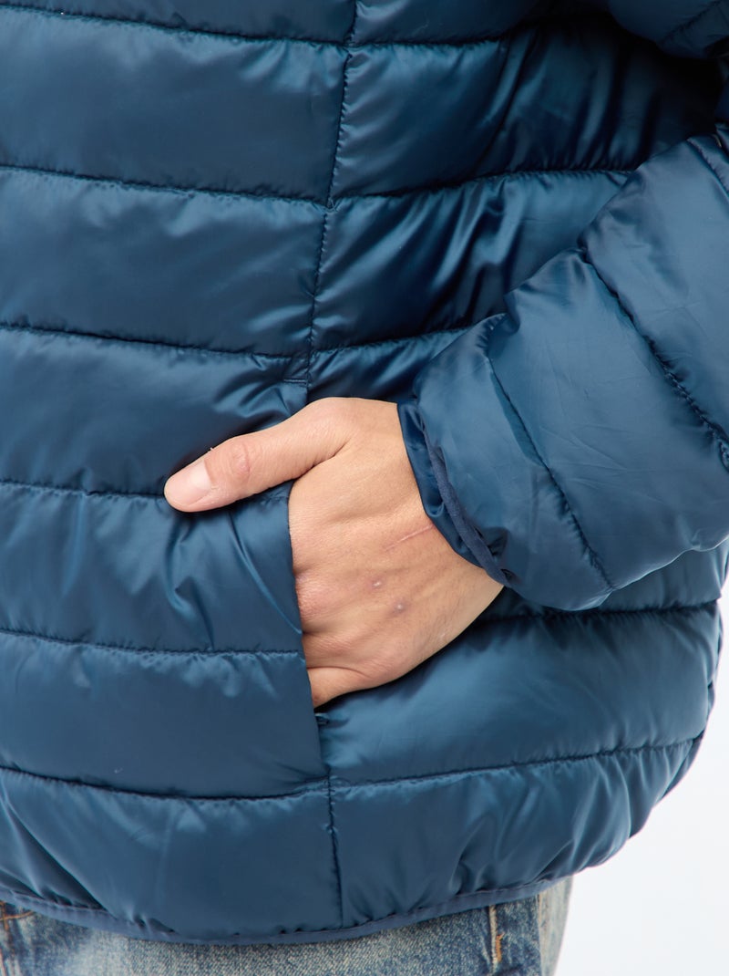 Licht donsjas met capuchon Blauw - Kiabi