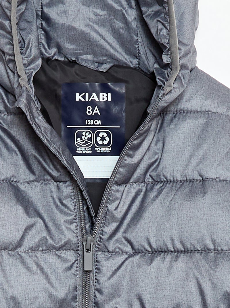 Licht donsjas met capuchon Grijs - Kiabi