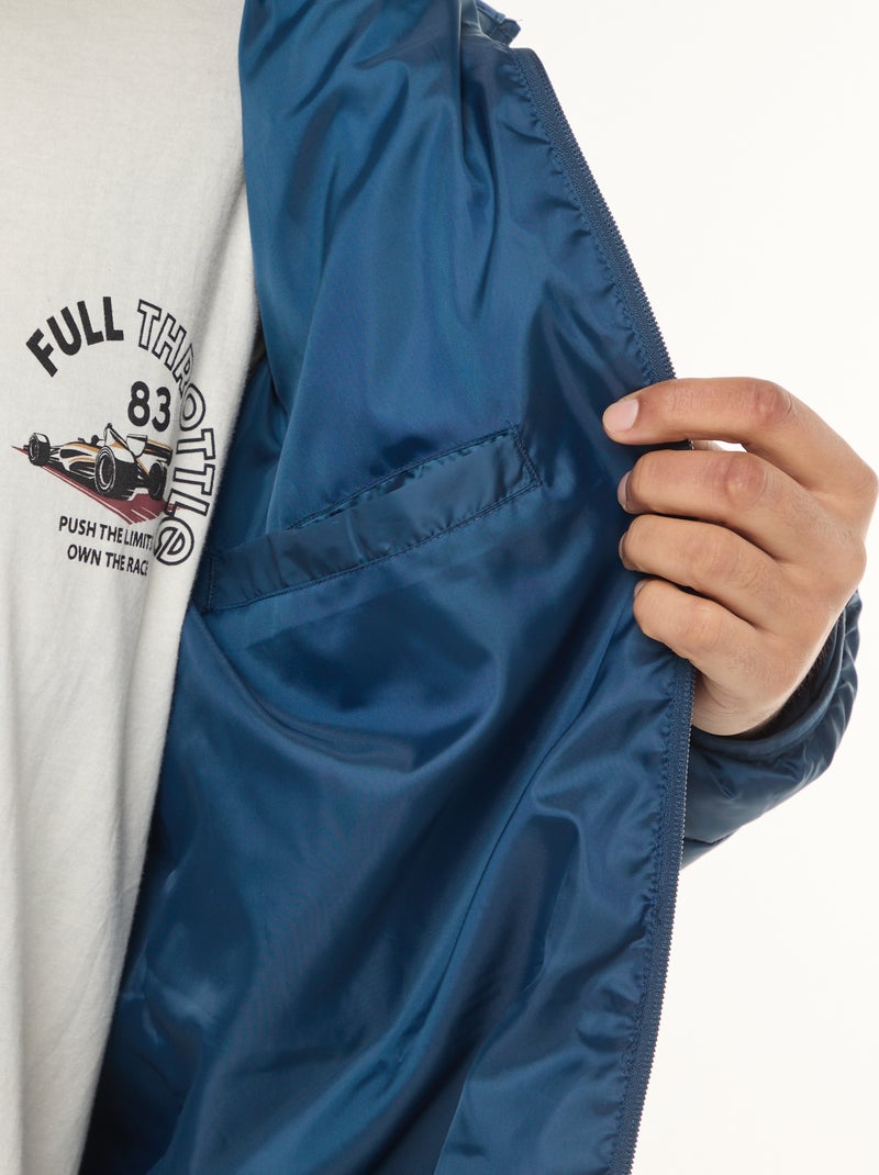 Licht, doorgestikt donsjas met capuchon Blauw - Kiabi