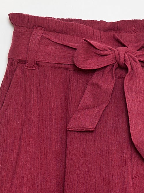 Licht, effen short met strik - Kiabi