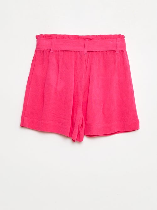 Licht, effen short met strik - Kiabi