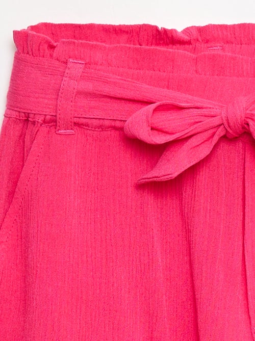 Licht, effen short met strik - Kiabi