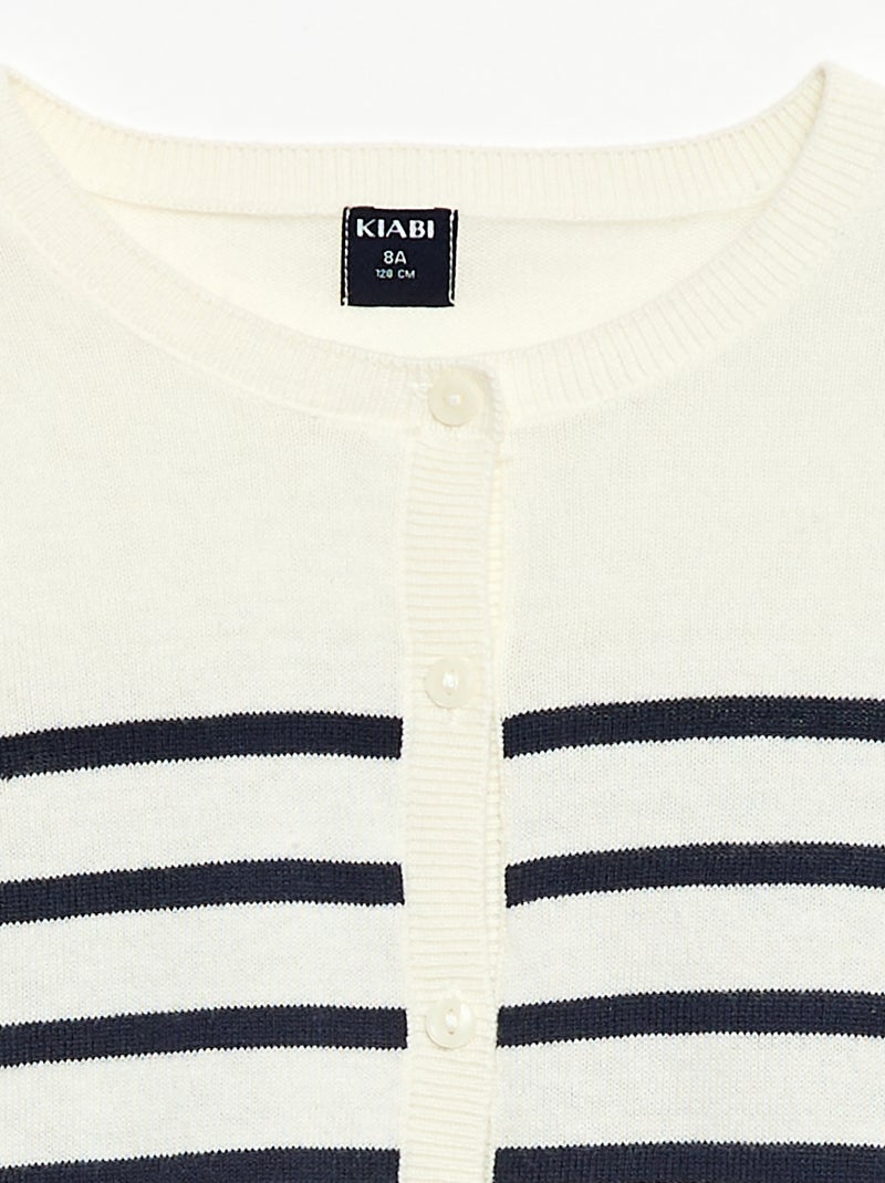 Licht gestreept vest met ronde hals Blauw - Kiabi