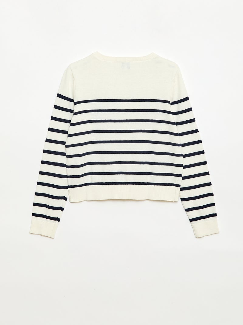 Licht gestreept vest met ronde hals Blauw - Kiabi