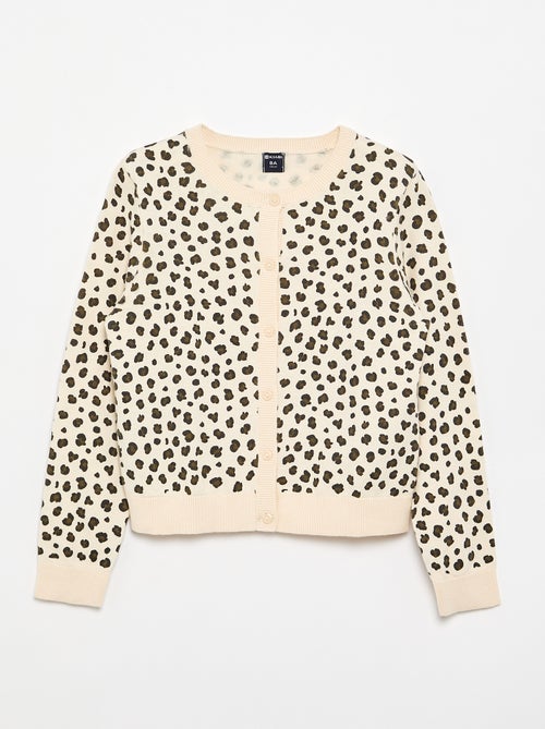 Licht gilet met ronde hals en luipaardprint - Kiabi