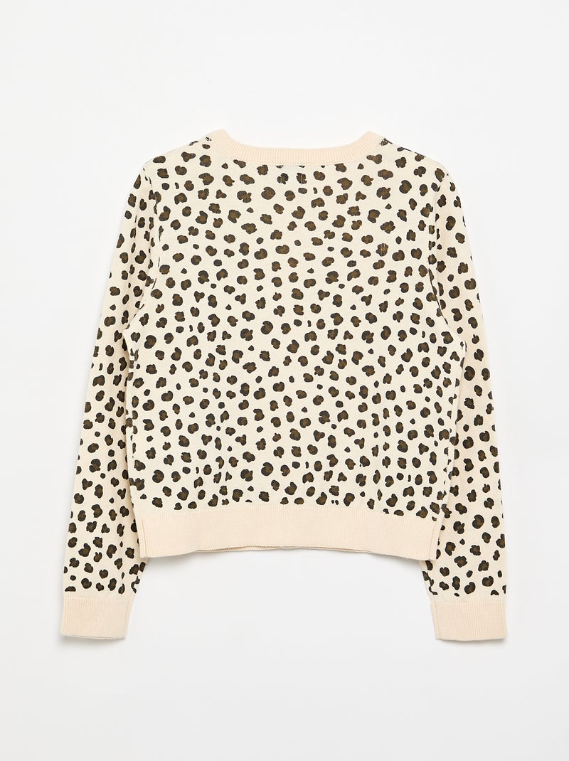 Licht gilet met ronde hals en luipaardprint Biege - Kiabi