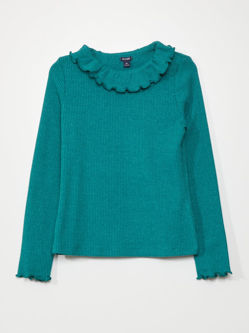 Licht T-shirt van ribstof met print GROEN - Kiabi