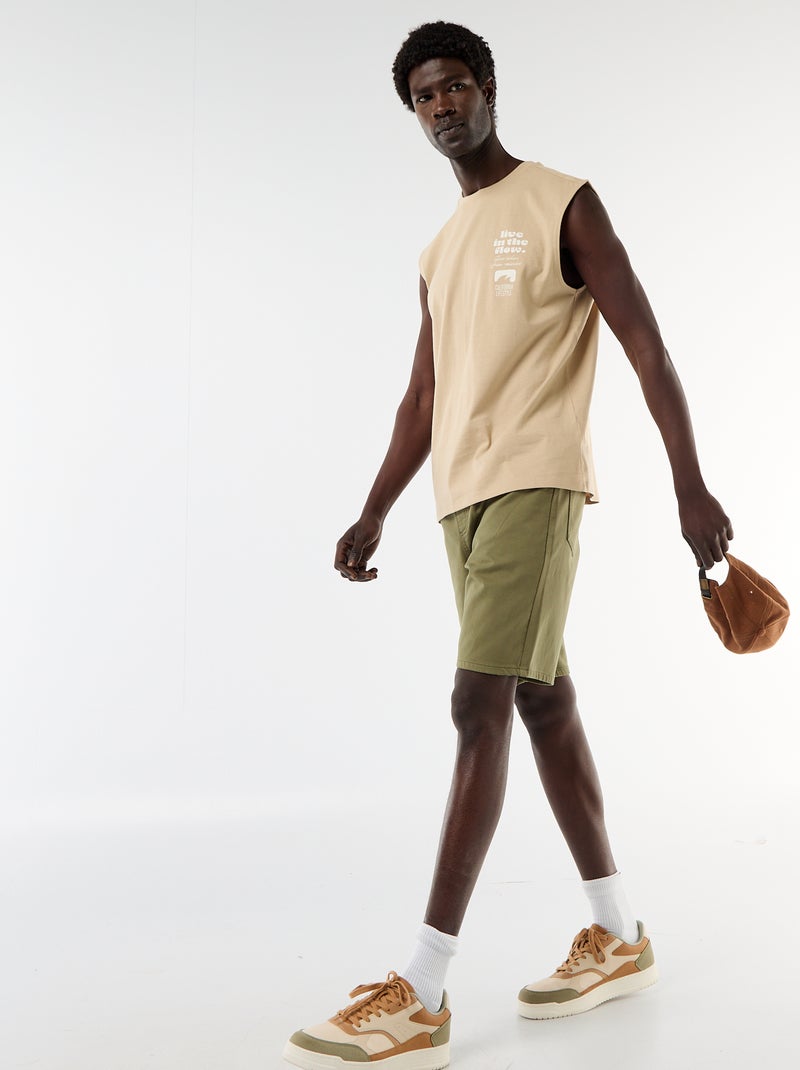 Lichte bermuda met trekkoordjes Groen - Kiabi