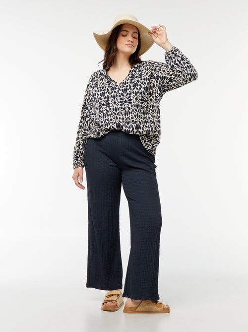 Lichte blouse met lange mouwen en motiefje - Kiabi