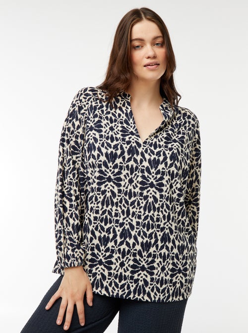 Lichte blouse met lange mouwen en motiefje - Kiabi