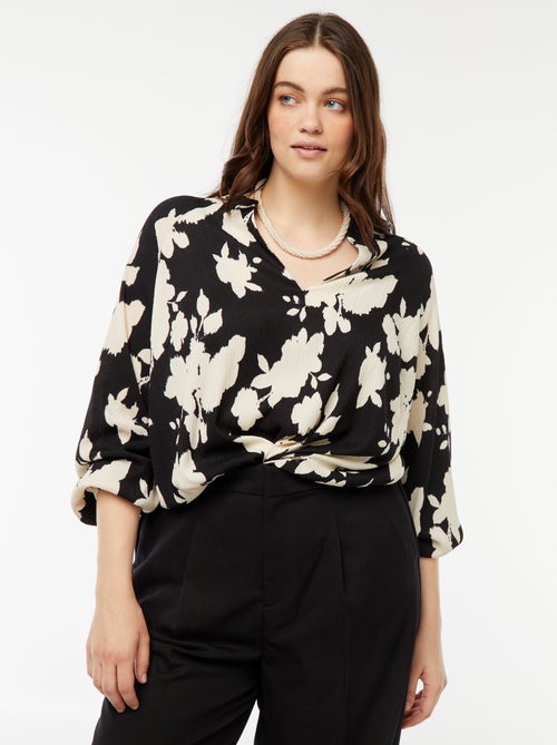 Lichte blouse met lange mouwen en motiefje - Kiabi