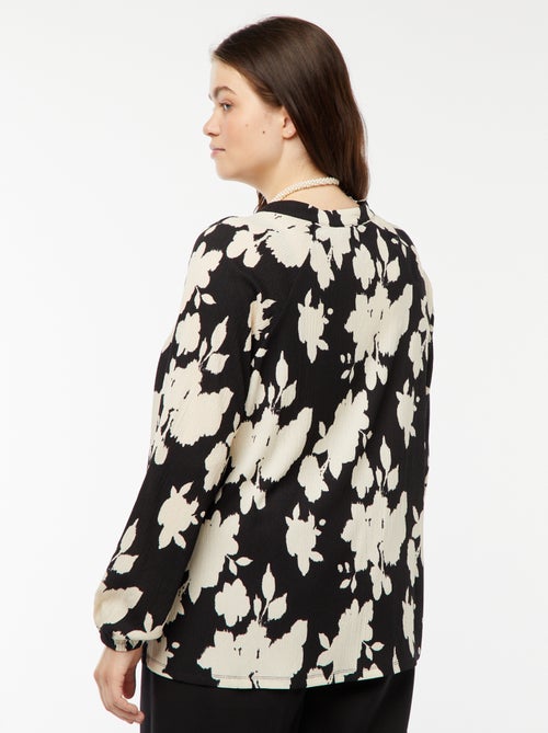 Lichte blouse met lange mouwen en motiefje - Kiabi