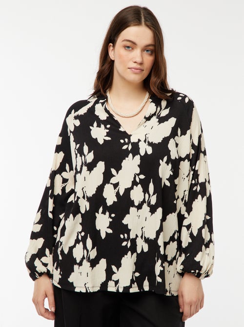 Lichte blouse met lange mouwen en motiefje - Kiabi