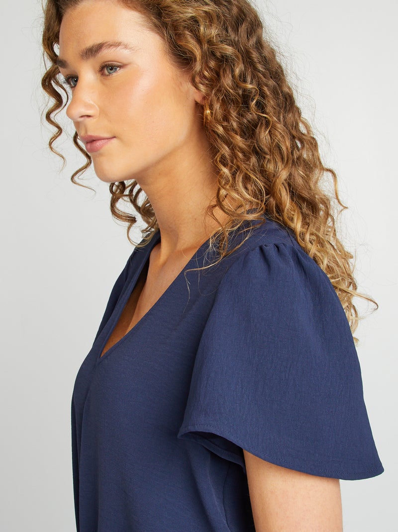 Lichte blouse met ruches ZWART - Kiabi
