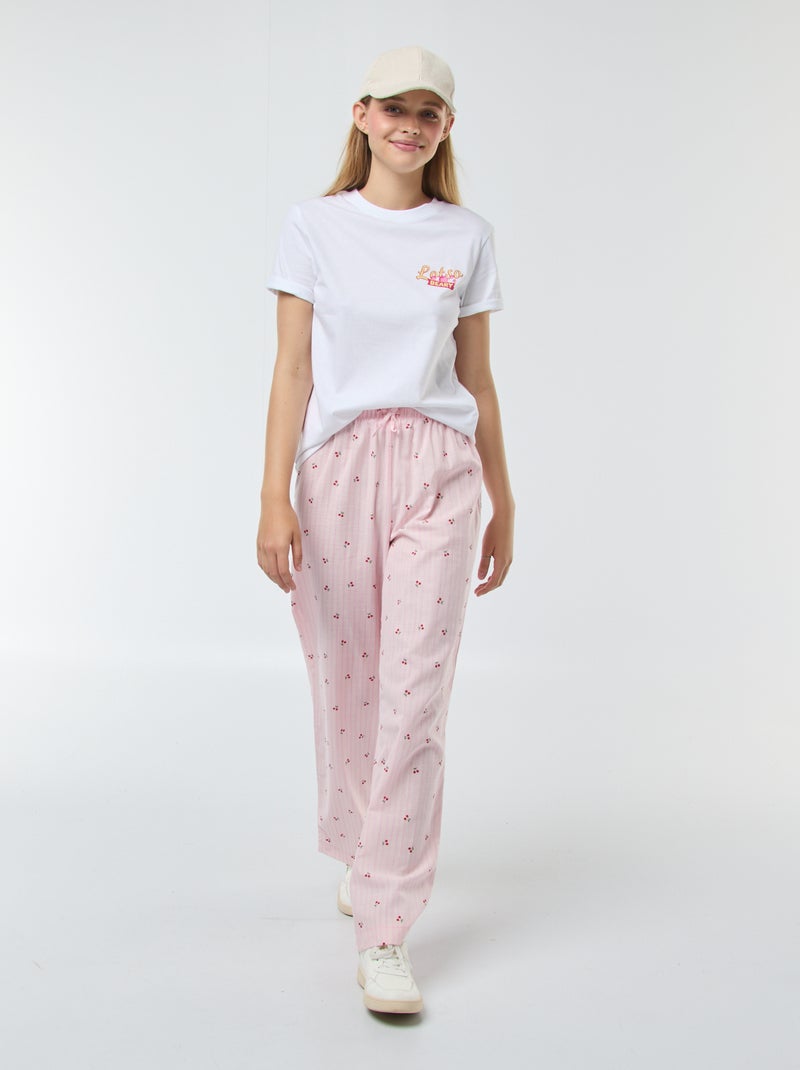 Lichte broek met strepen en kersenprint Rose - Kiabi