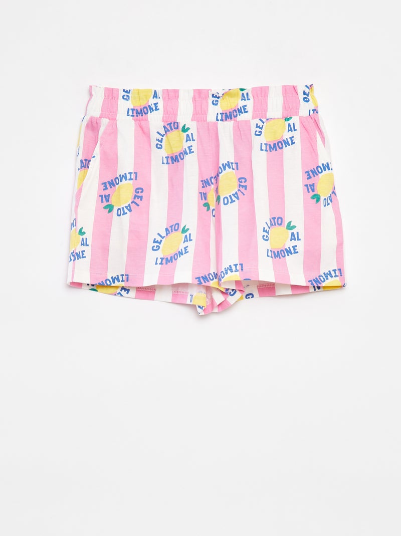 Lichte gekleurde short met twee zakken Rose - Kiabi