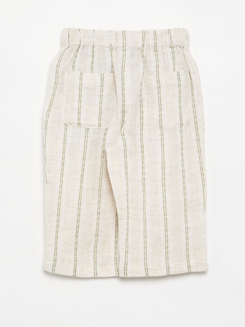 Lichte gestreepte broek Biege - Kiabi