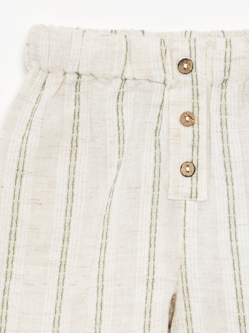 Lichte gestreepte broek Biege - Kiabi