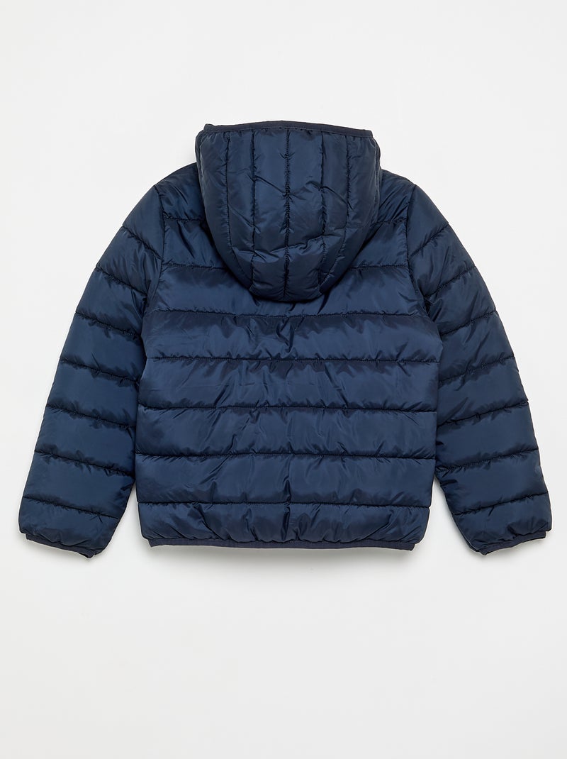 Lichte gewatteerde jas met capuchon Blauw - Kiabi