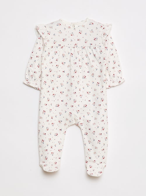 Lichte pyjama met ruches en bloemmotiefje - Kiabi