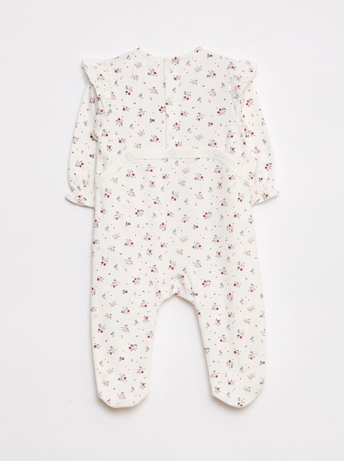 Lichte pyjama met ruches en bloemmotiefje - Kiabi