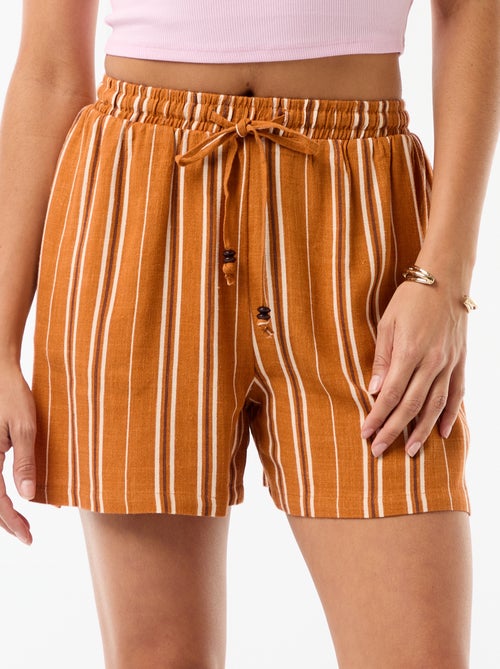 Lichte short met 2 zakken van linnenmix - Kiabi