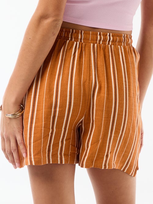 Lichte short met 2 zakken van linnenmix - Kiabi