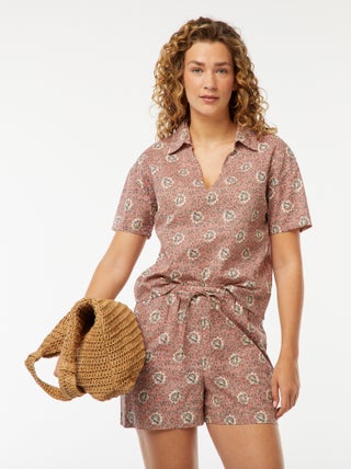 Lichte short met bloemmotiefje