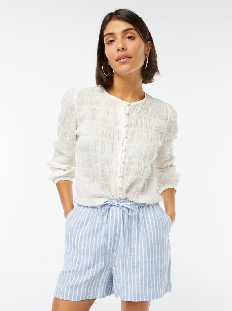 Lichte short met koordjes Blauw - Kiabi