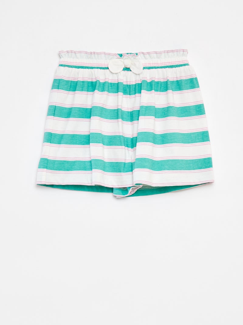 Lichte short met motiefje en strikje GROEN - Kiabi
