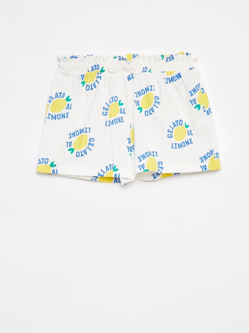 Lichte short met motiefje en strikje WIT - Kiabi