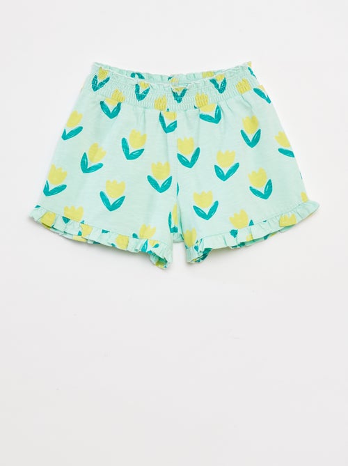 Lichte short met ruches en print - Kiabi