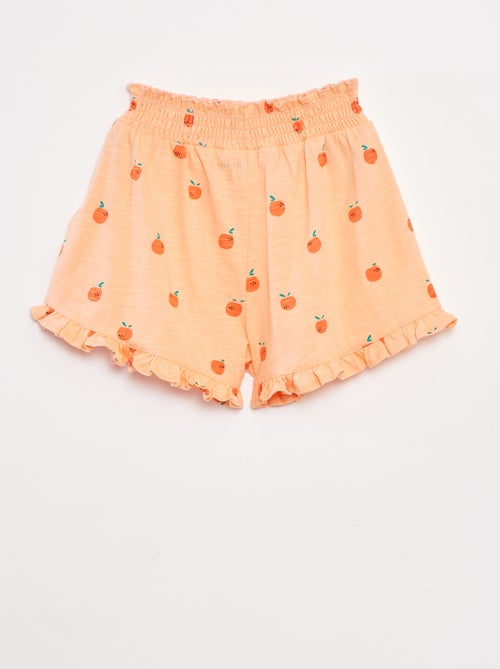 Lichte short met ruches en print - Kiabi