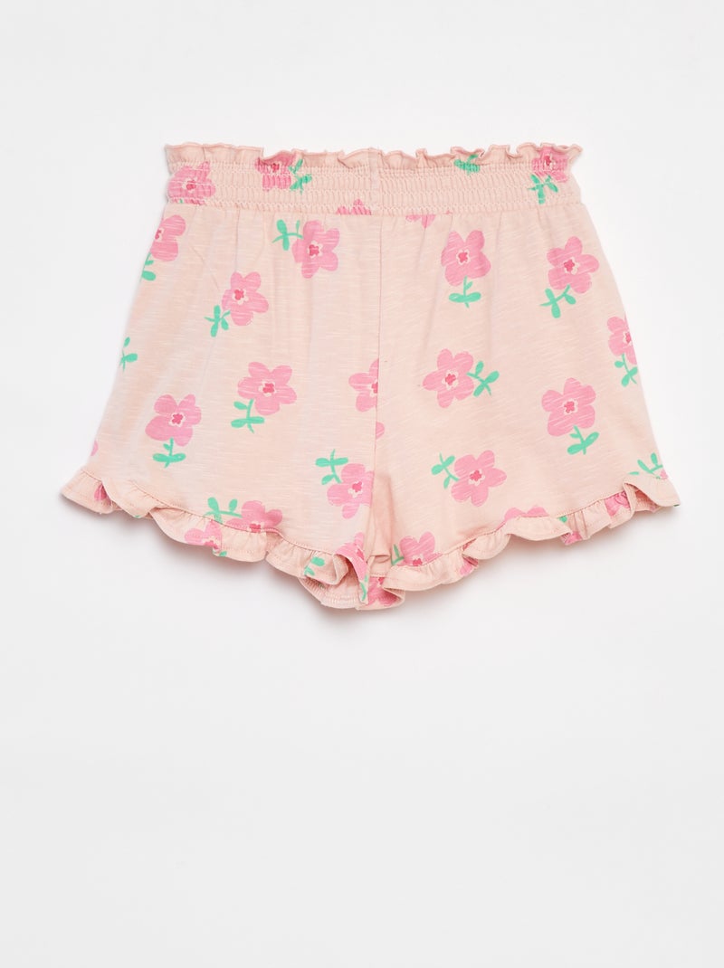 Lichte short met ruches en print ROSE - Kiabi