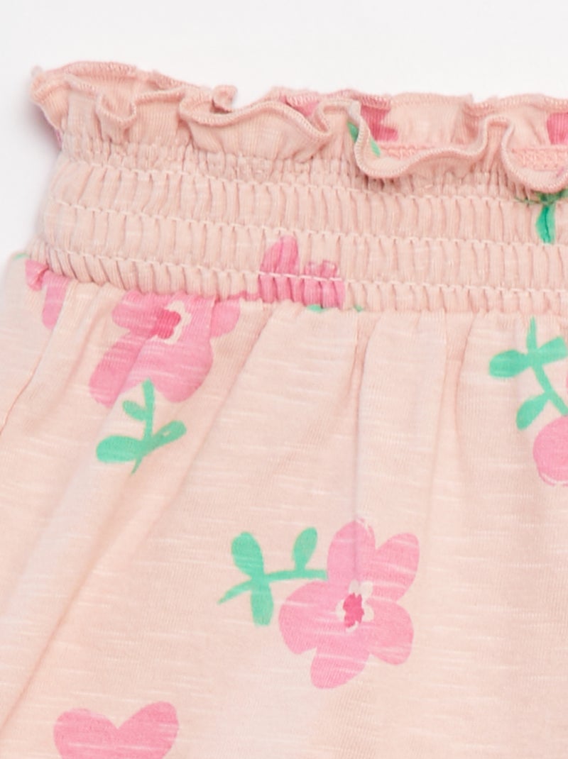 Lichte short met ruches en print ROSE - Kiabi