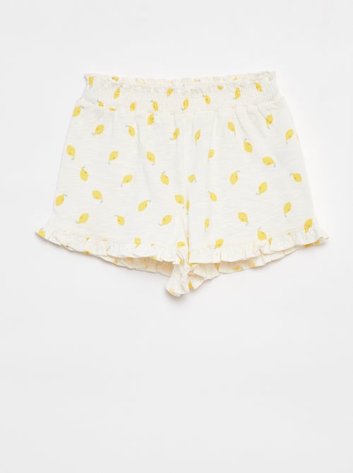 Lichte short met ruches en print - Kiabi