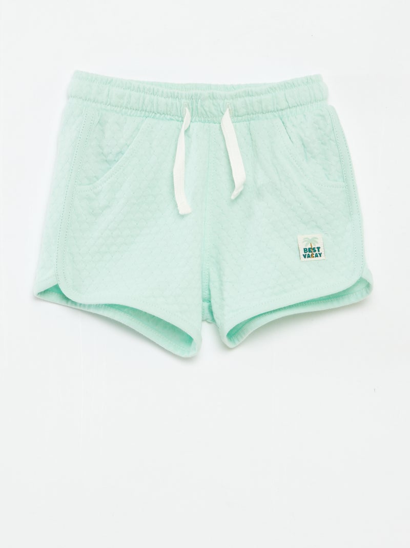 Lichte short met trekkoordjes Groen - Kiabi