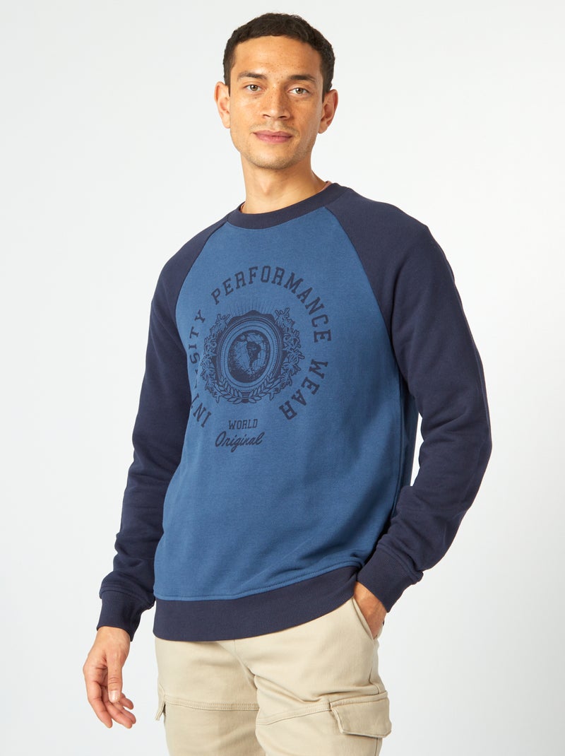 Lichte sweater met raglanmouwen BLAUW - Kiabi
