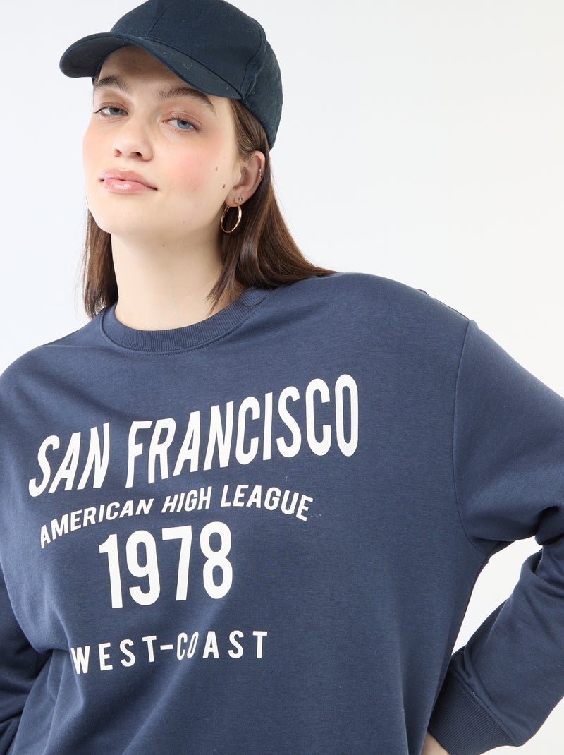 Lichte sweater van French Terry met opschrift Blauw - Kiabi
