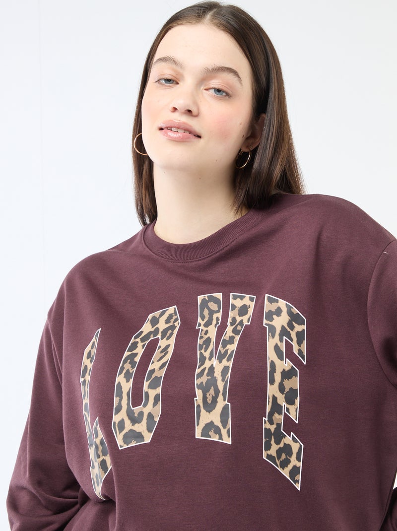 Lichte sweater van French Terry met opschrift Bruin - Kiabi