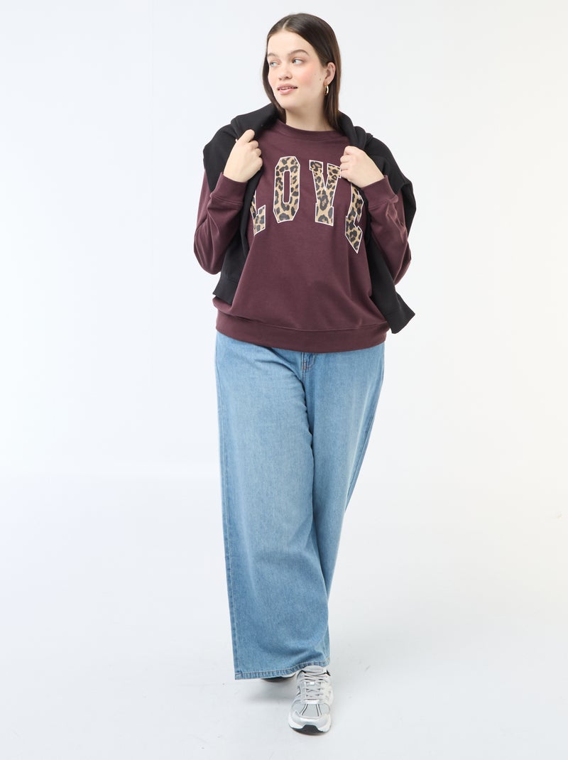 Lichte sweater van French Terry met opschrift Bruin - Kiabi