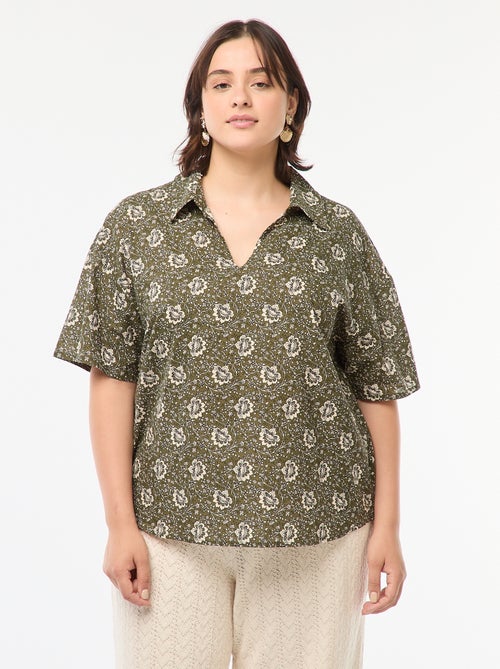 Lichte top met korte mouw en motiefje - Kiabi