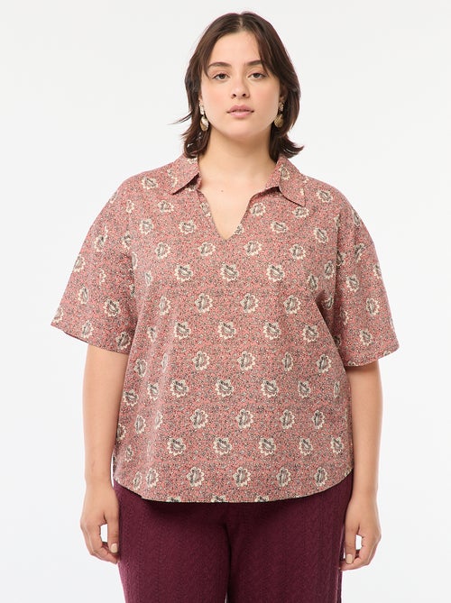 Lichte top met korte mouw en motiefje - Kiabi