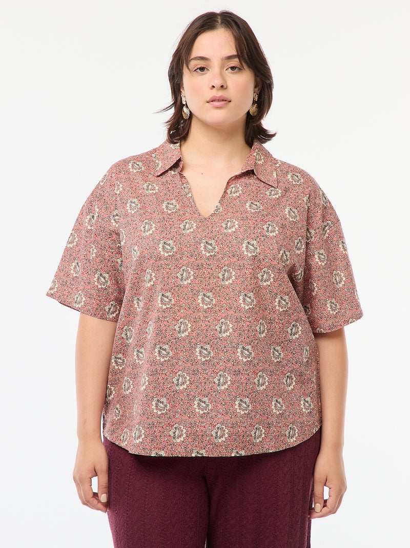Lichte top met korte mouw en motiefje Rose - Kiabi