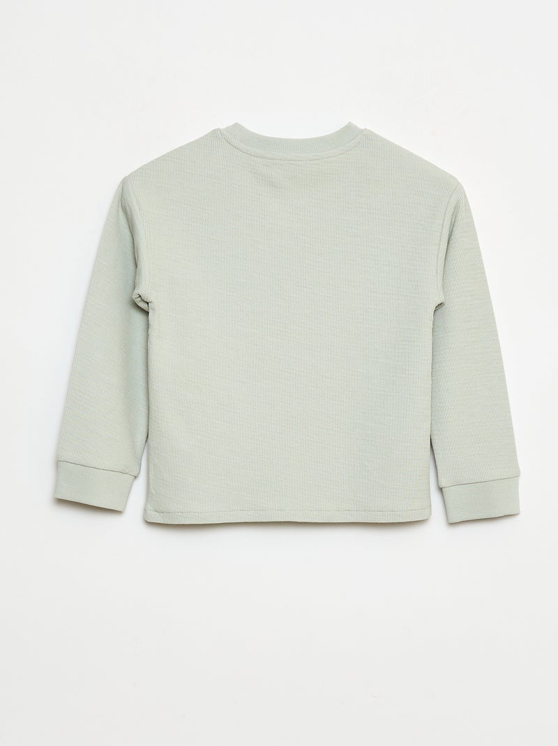 Lichte trui van stretchkatoen met print Blauw - Kiabi