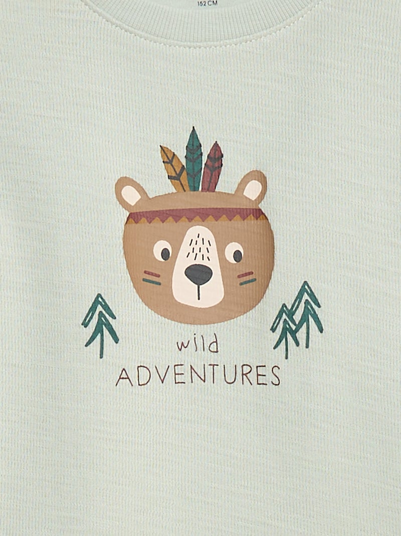 Lichte trui van stretchkatoen met print Blauw - Kiabi