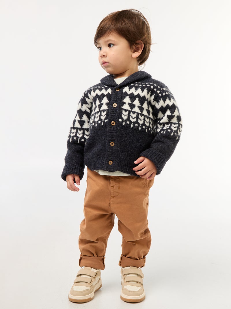 Lichte trui van stretchkatoen met print Blauw - Kiabi