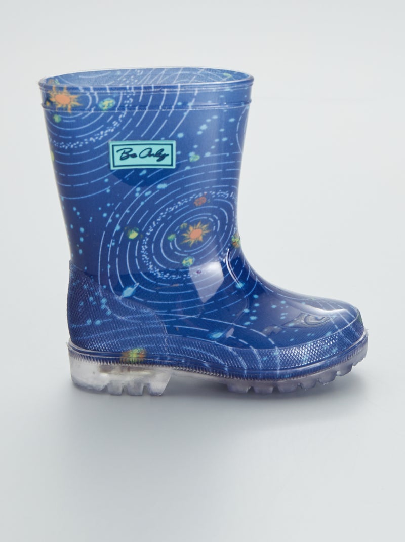 Lichtgevende regenlaarzen met ruimteprint BLAUW - Kiabi